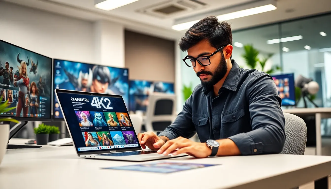 gamer using CK2Generator website in a modern workspace.
