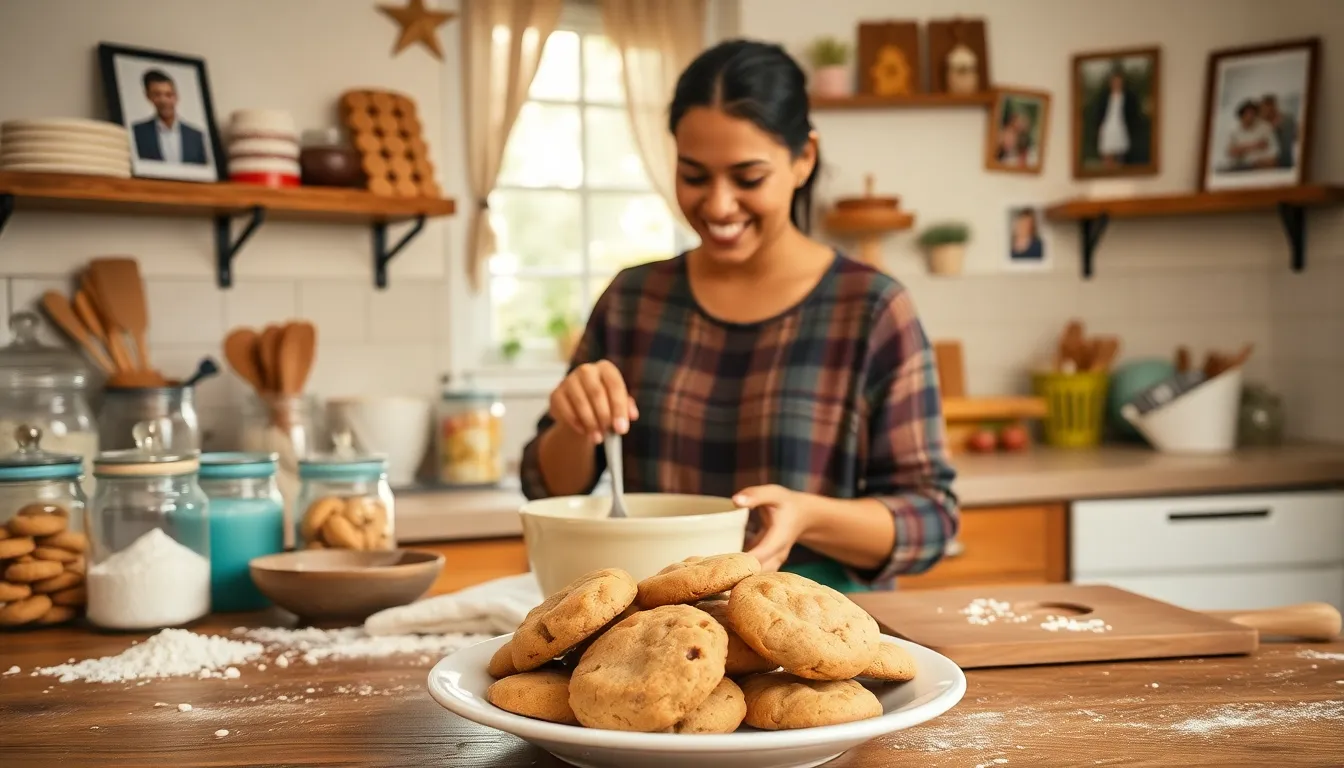 Kelly Griffin baking cookies in a warm, inviting kitchen.