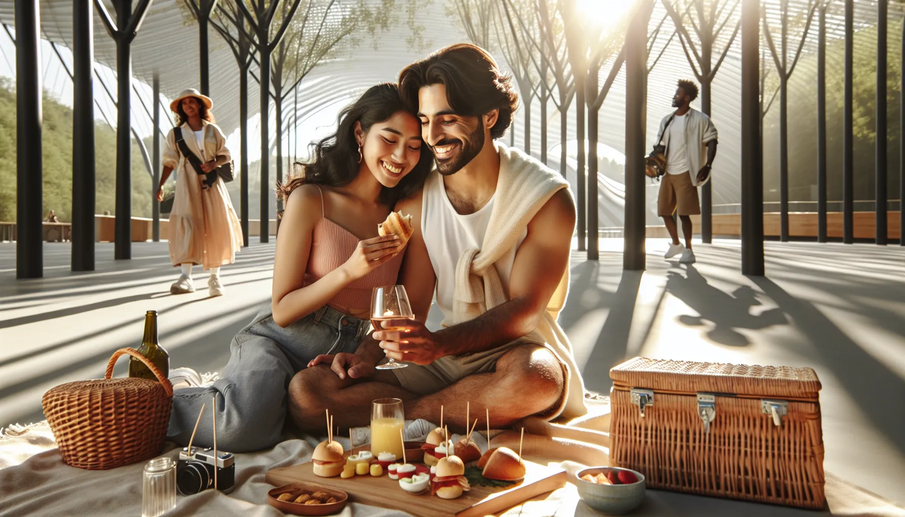 couple enjoying a picnic, celebrating shared experiences.
