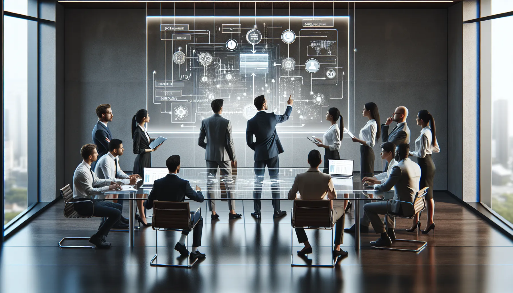 diverse team collaborating in a modern office environment.