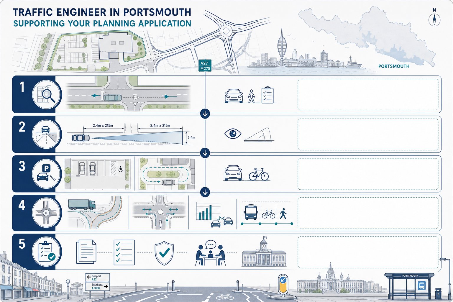Flowchart of traffic engineering tasks for a Portsmouth planning application.