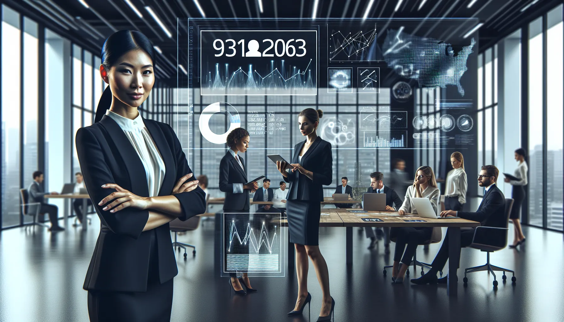 business professionals analyzing data in a modern office.