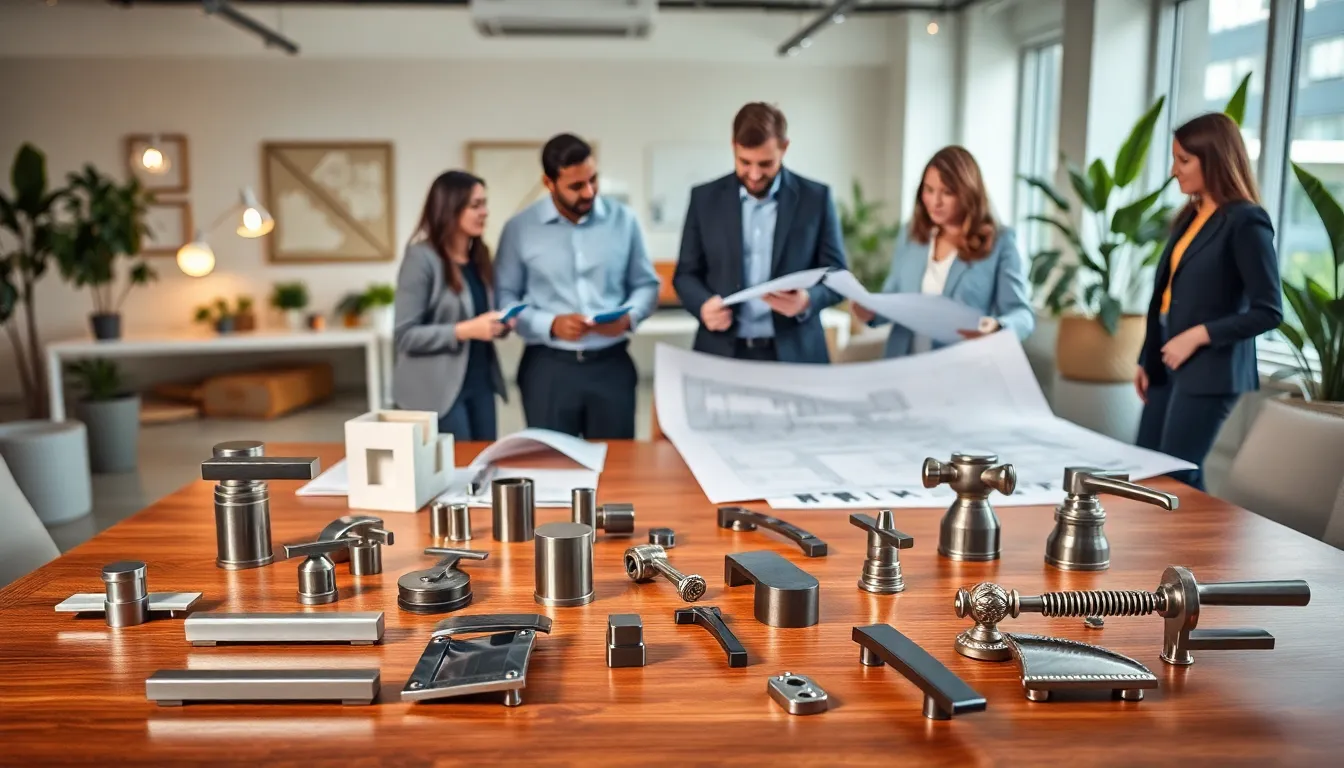 modern workspace showcasing Nanz Hardware products and collaboration.