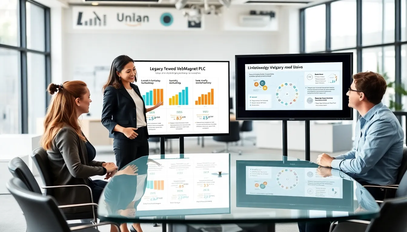 team discussing legacy system challenges in a modern office.