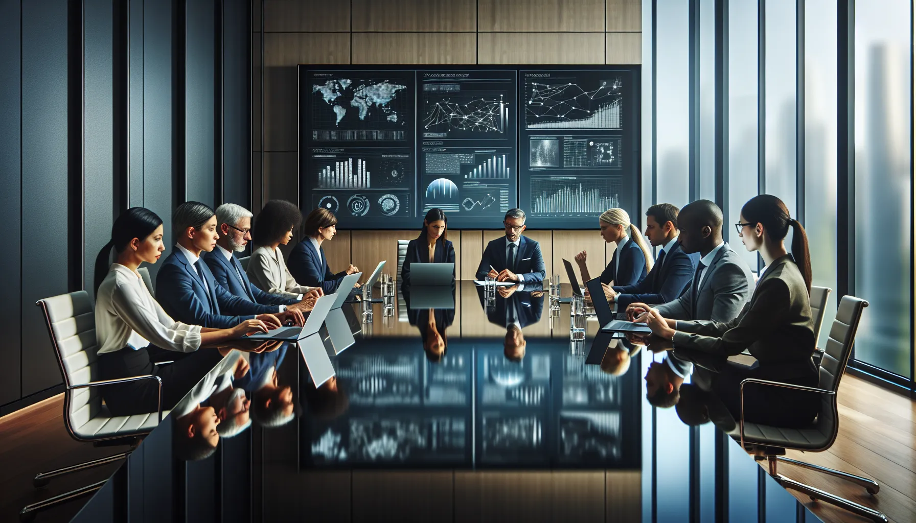 diverse professionals collaborating in a modern conference room.