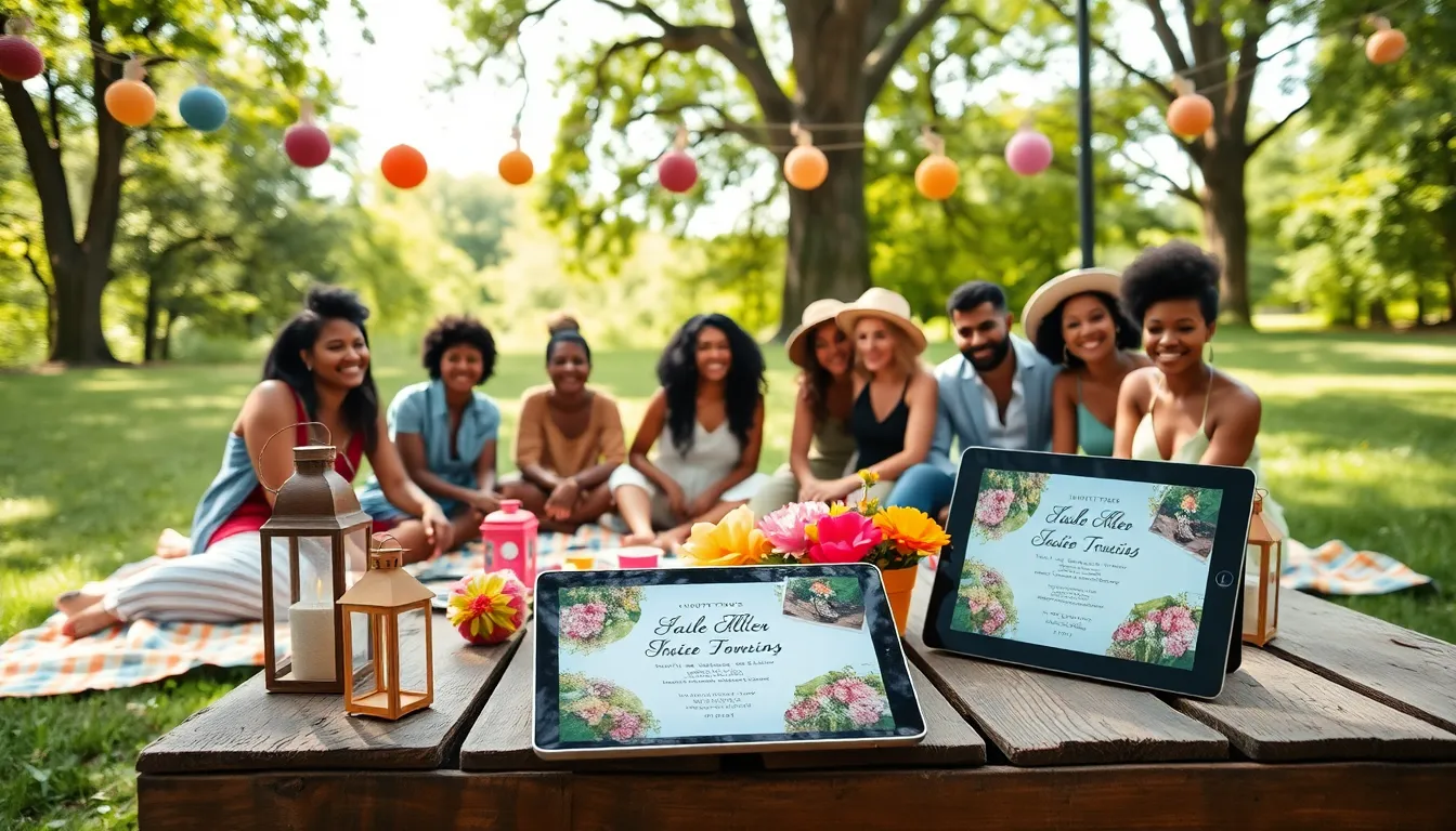 diverse group celebrating a thrifty event in a park.