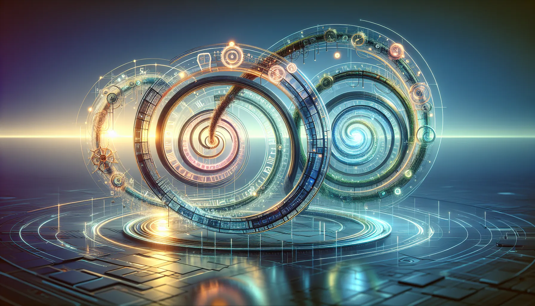 abstract representation of five overlapping timelines.