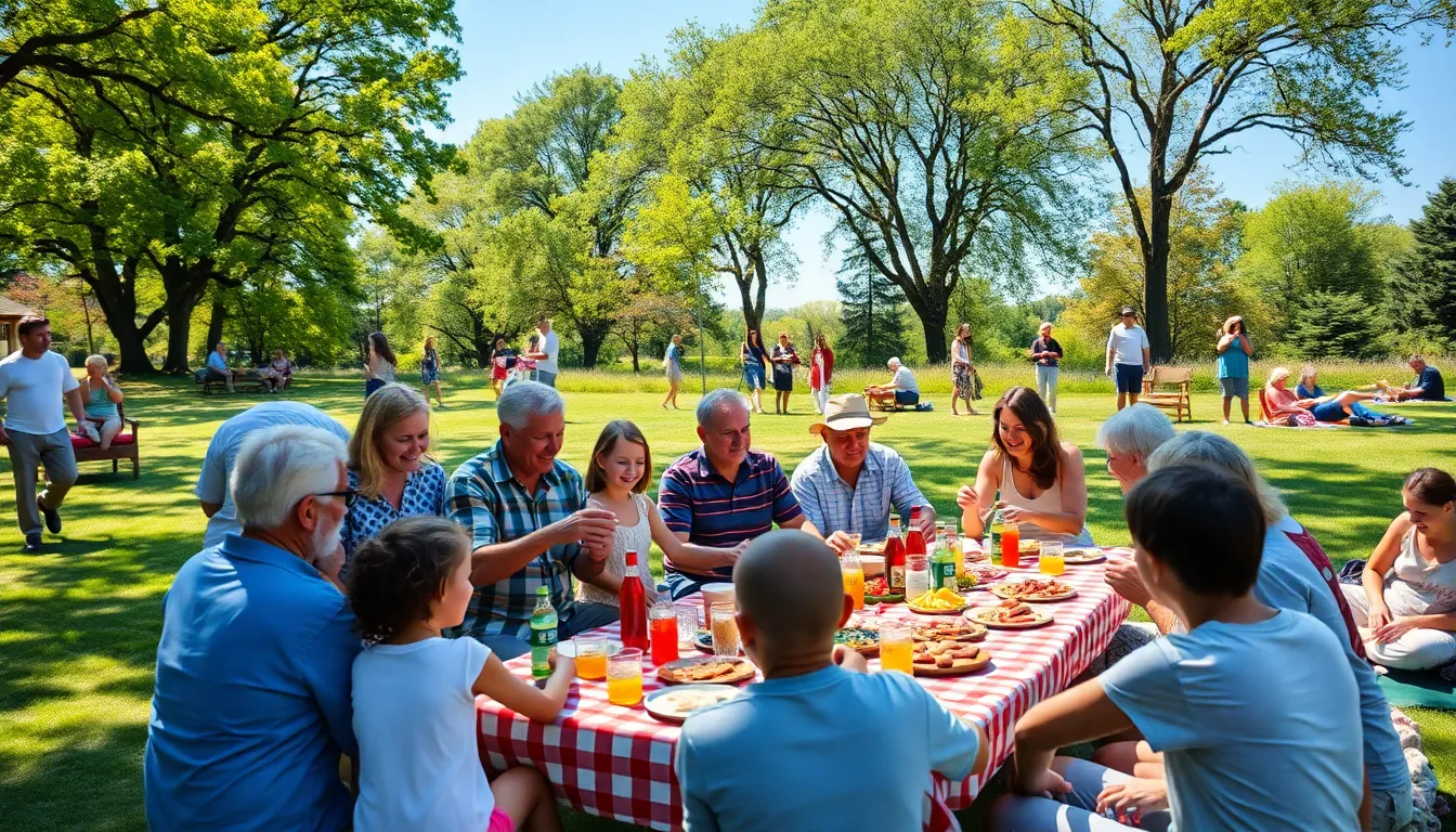 Diverse family enjoying games and activities at an outdoor reunion.