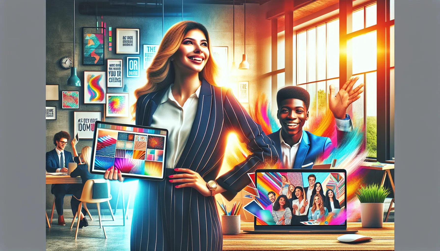 students celebrating their success after completing a Photoshop course.