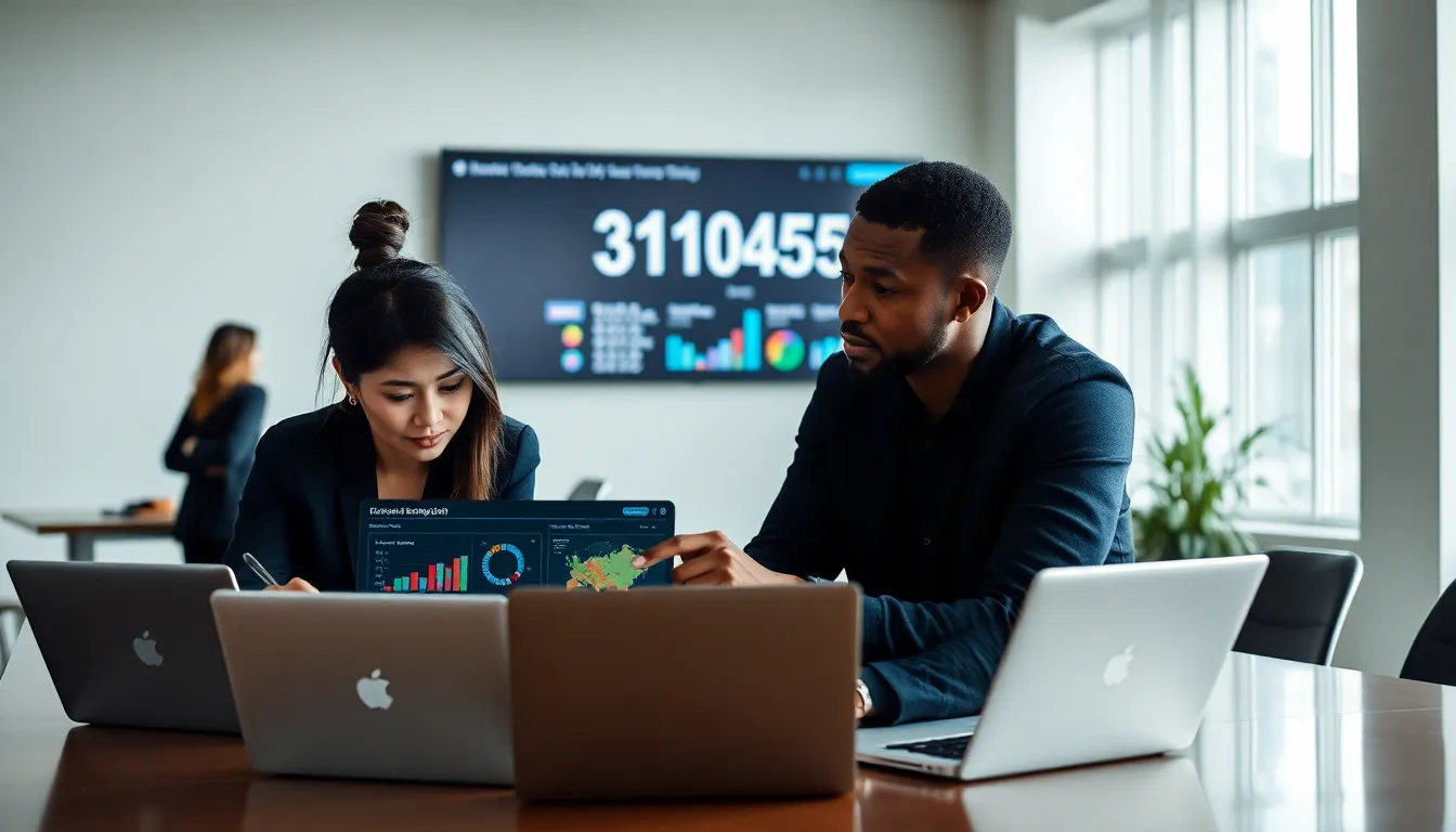diverse professionals collaborating in a modern office setting.