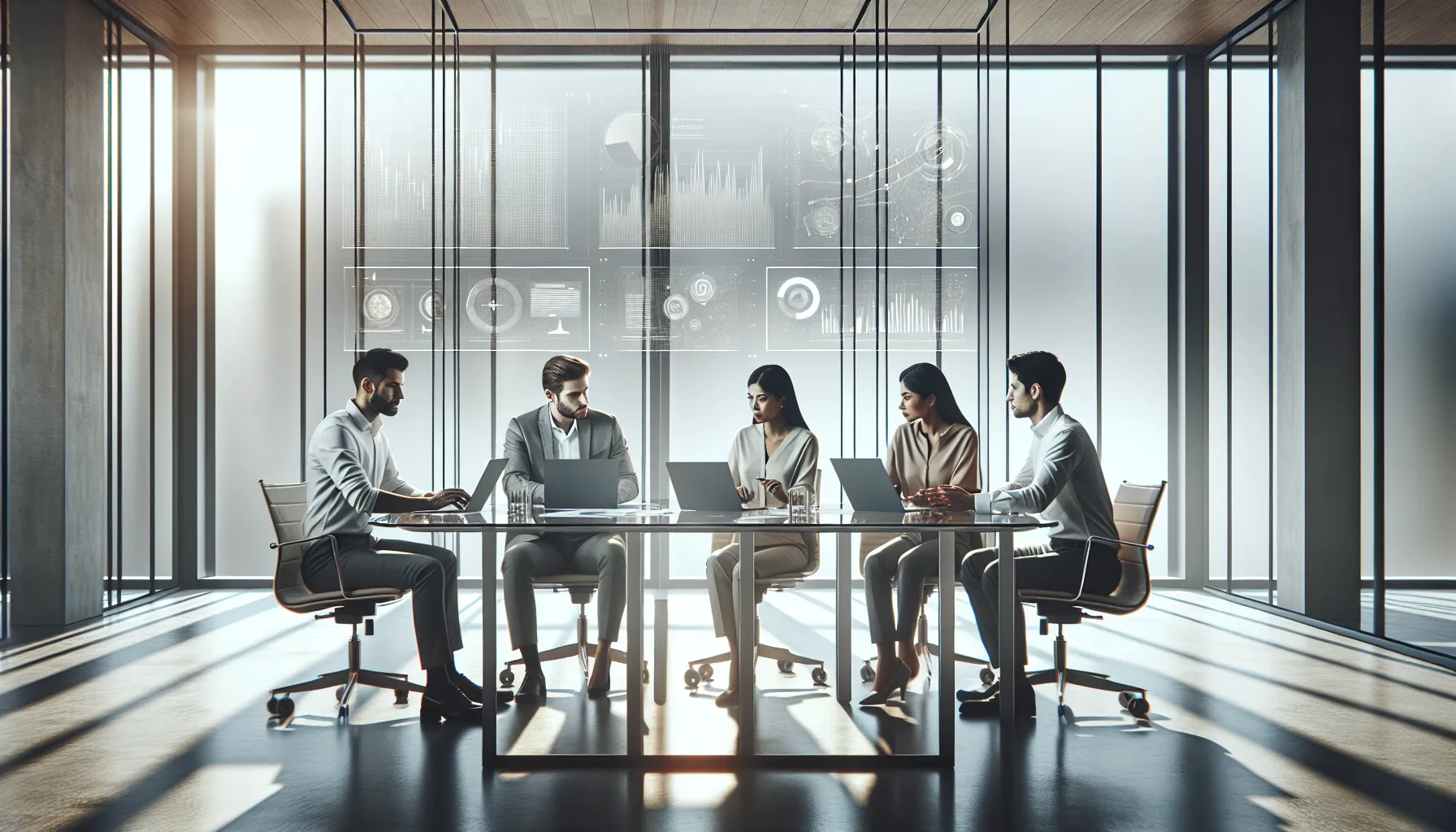 diverse team collaborating in a modern office environment.