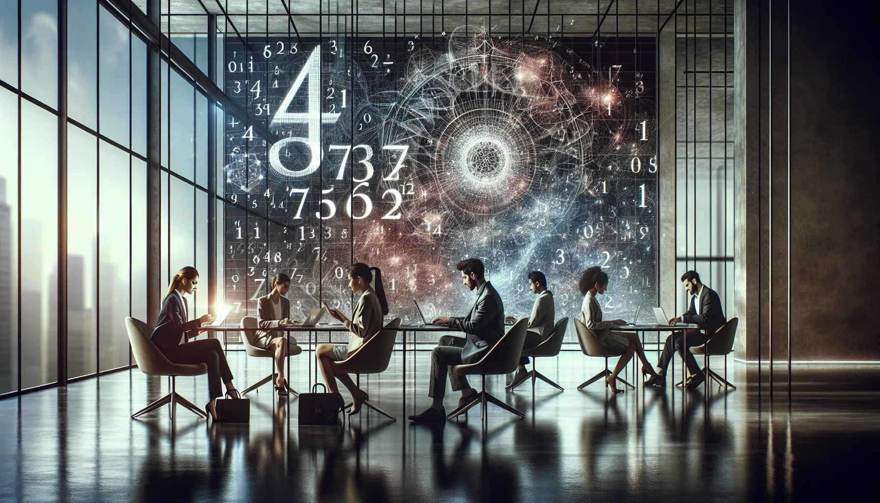 professionals analyzing numerical patterns in a modern workspace.