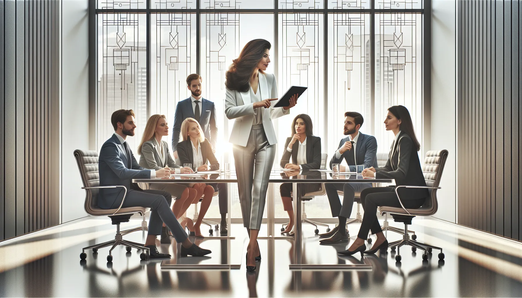 diverse professionals discussing the responsible use of a significant number.