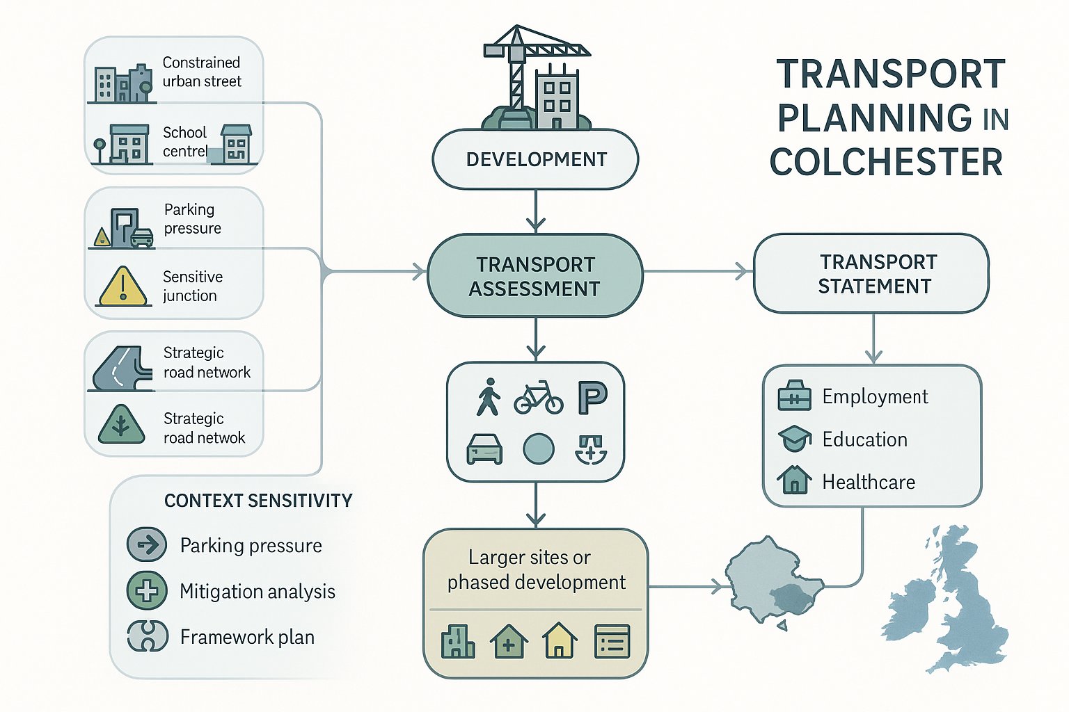 Decision infographic showing when TA, TS, or Travel Plan may be needed.