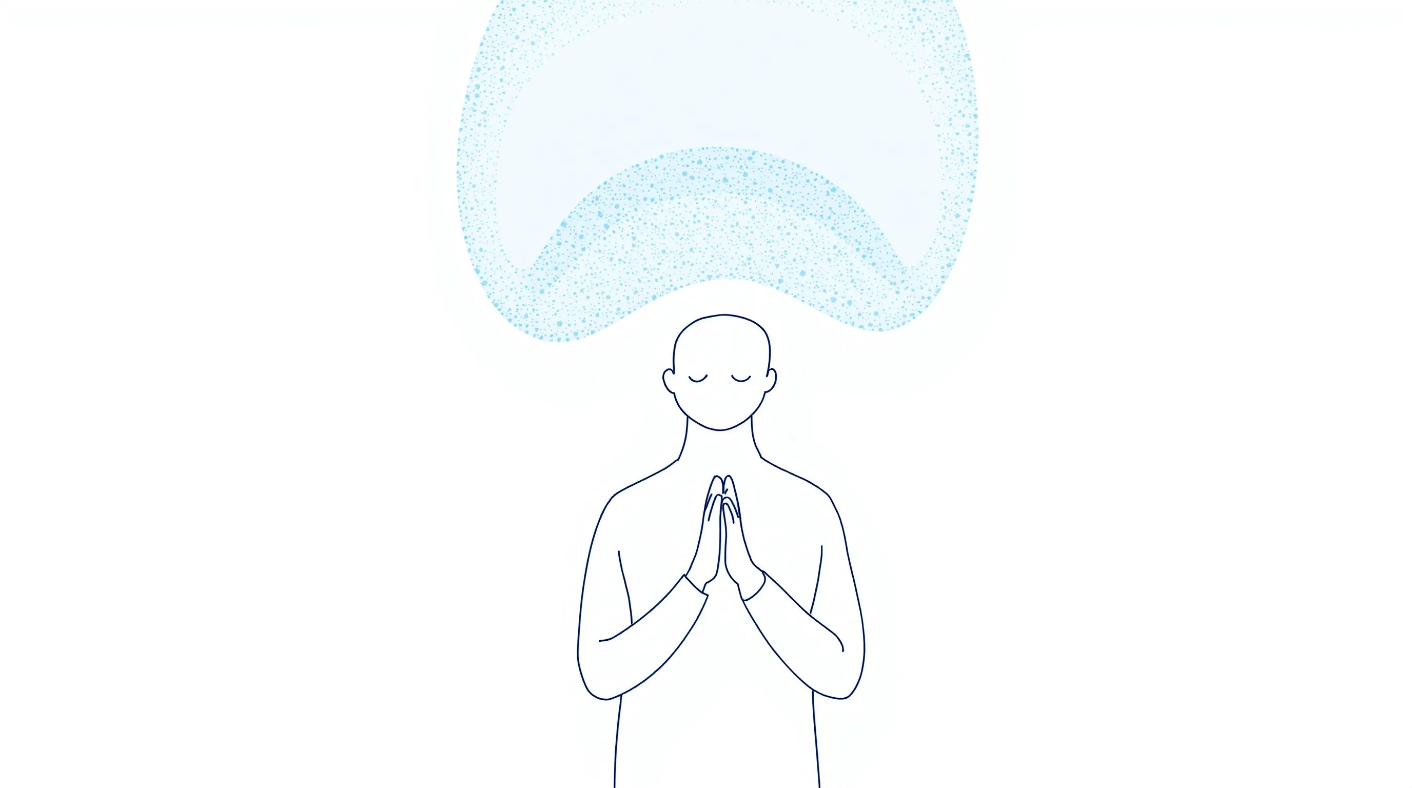 a person quietly praying under a symbolic protective arch