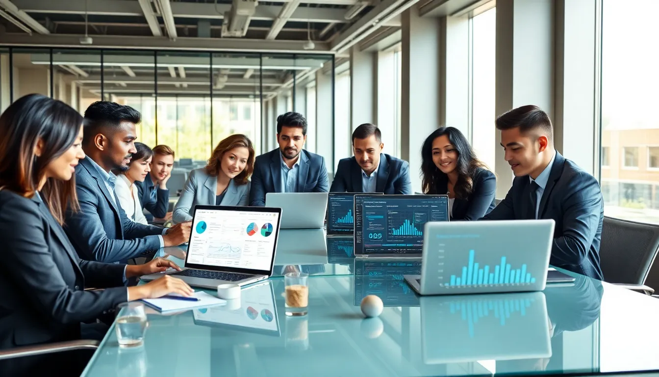 diverse team collaborating on advanced technology solutions in a modern office.