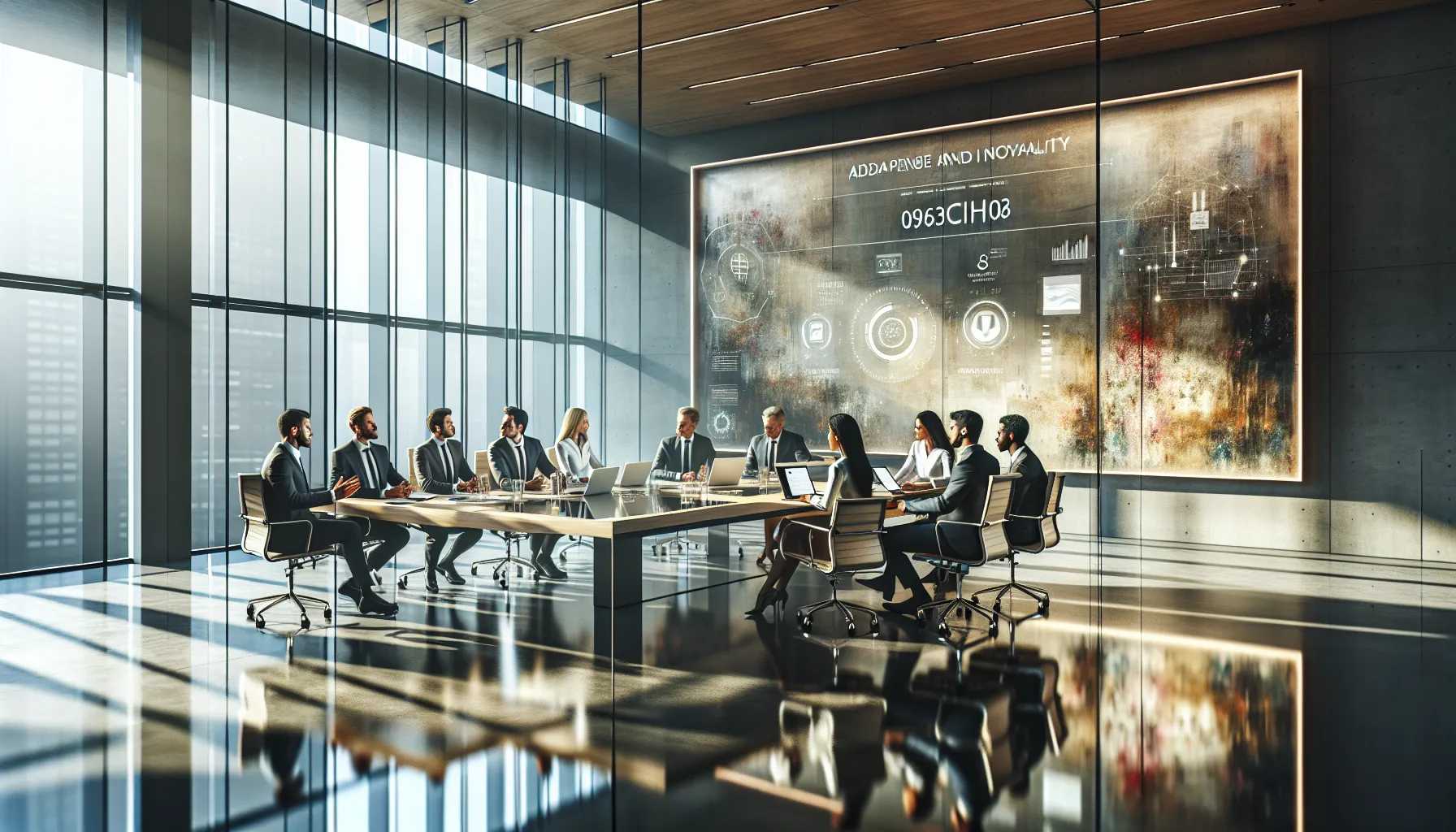 diverse team in a modern office discussing cutting-edge technology.