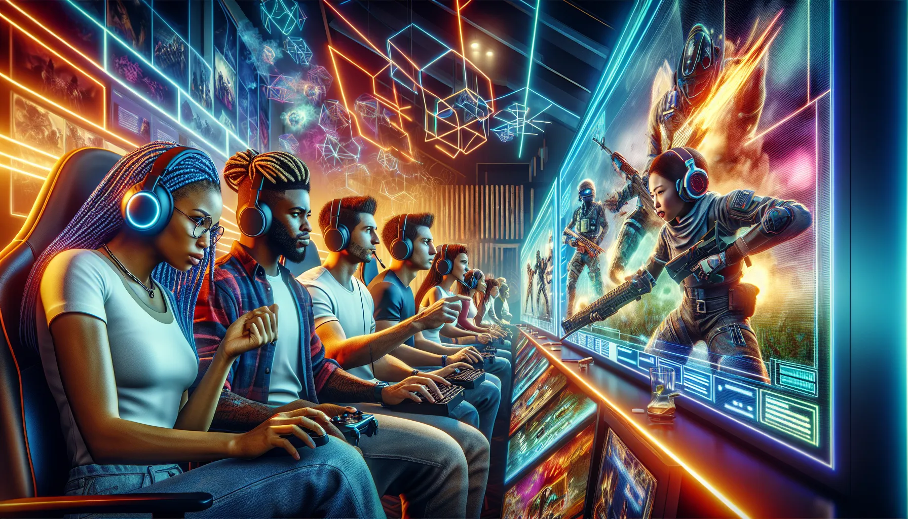 diverse gamers participating in an online gaming event.