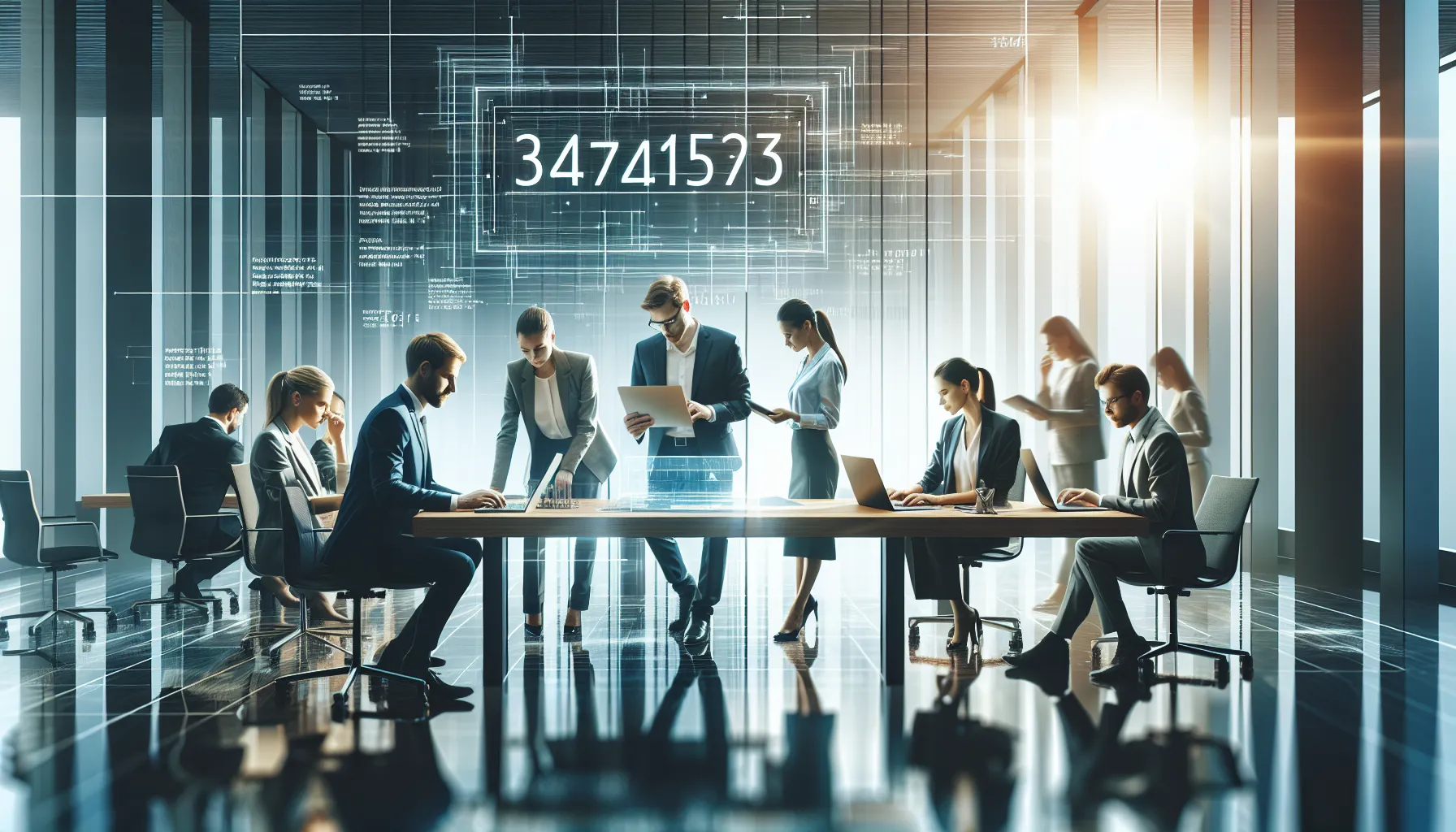 professionals discussing the significance of number 3474915137 in a modern office.