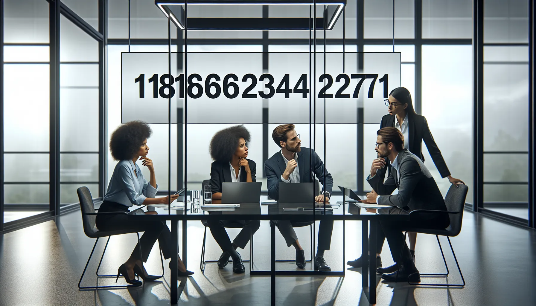 diverse team discussing the significance of a numeric identifier in a modern office.