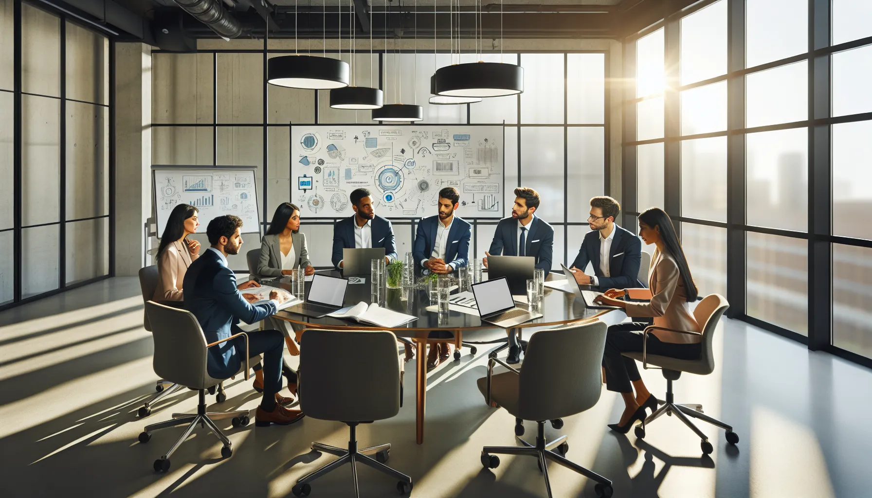 diverse team collaborating on digital identifier implementation in a modern office.