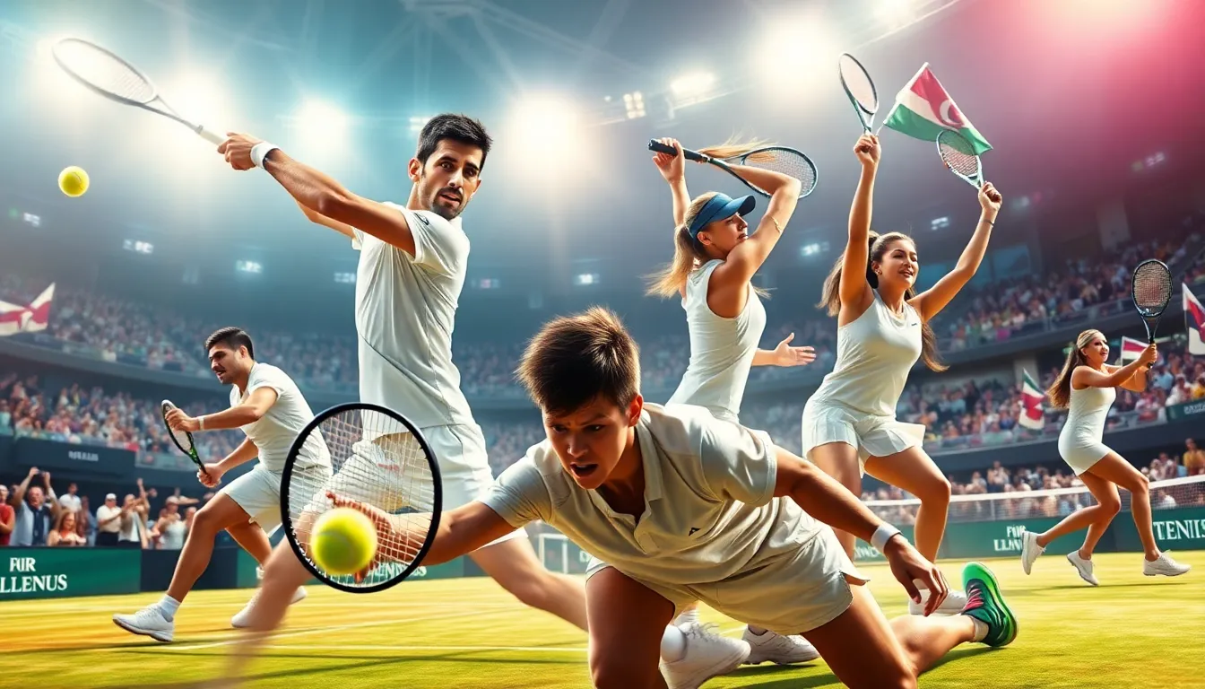 tennis players in action during recent tournament highlights.
