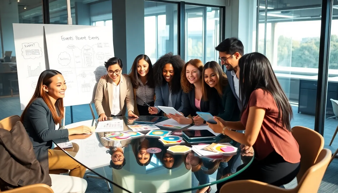 diverse team planning a budget-friendly event in a modern office.