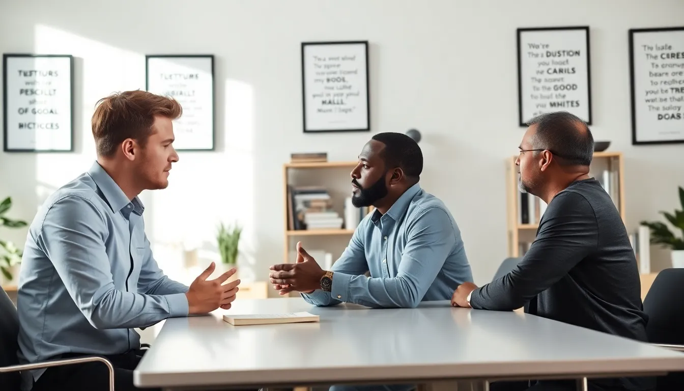 diverse professionals discussing godly discipline in a modern office