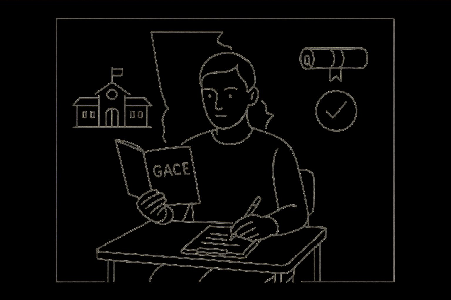 A test-taker holding a GACE booklet with Georgia outline and certificate icon. - What Is the GACE for Special Education The Practical Guide Aspiring Special Educators Need 2026