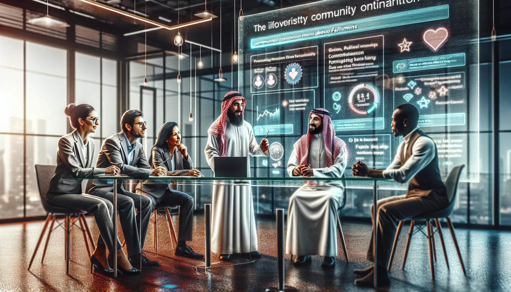 Diverse professionals discussing user feedback in a modern office.