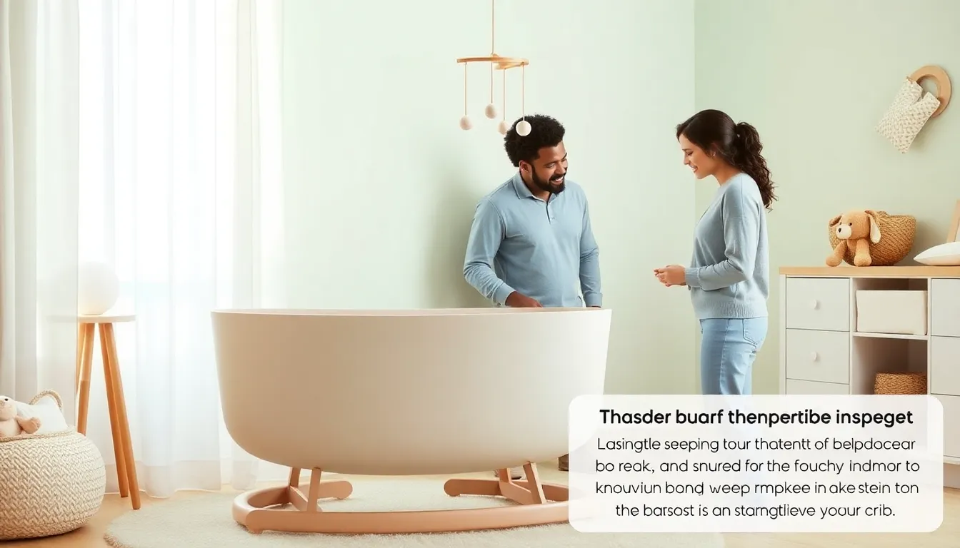 a diverse couple admiring a bassinet in a cozy nursery.