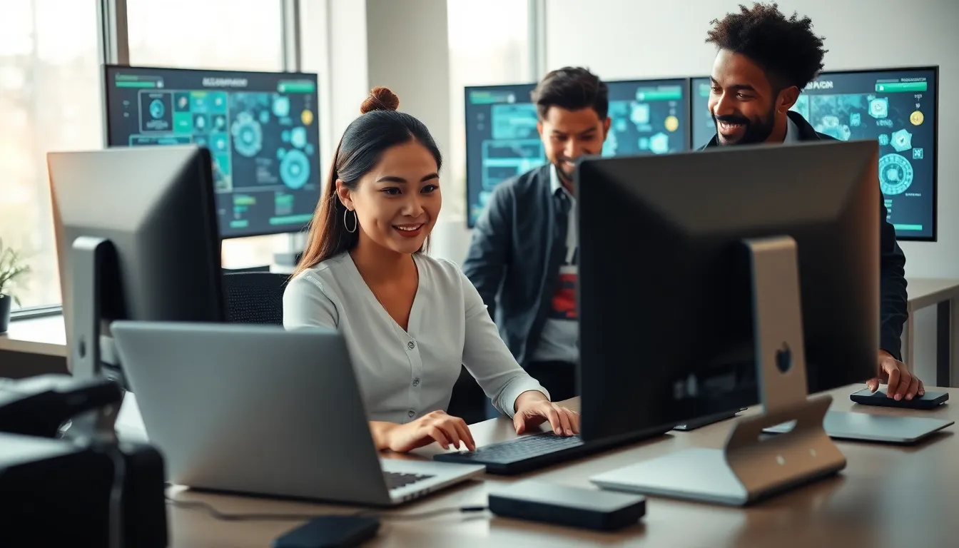 diverse gamers using CK2Generator tool in a modern workspace.