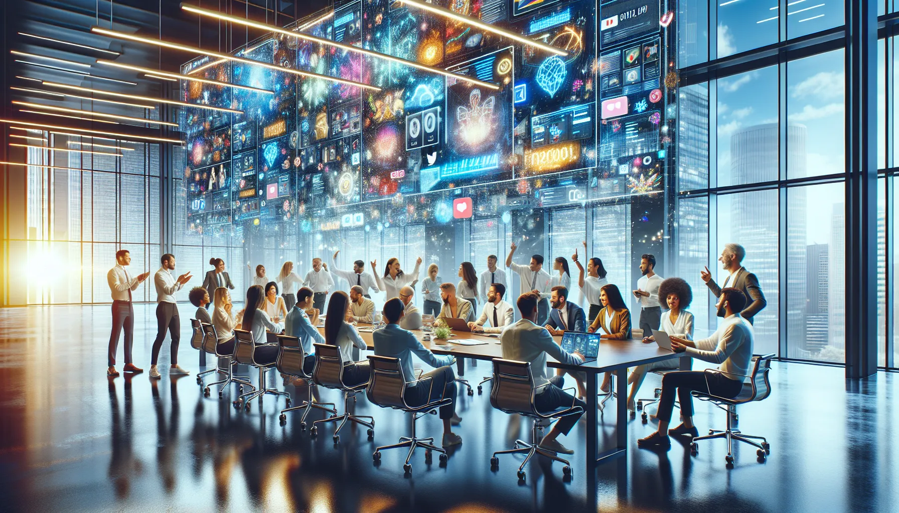 diverse professionals discussing Finoooo1001 in a modern office.