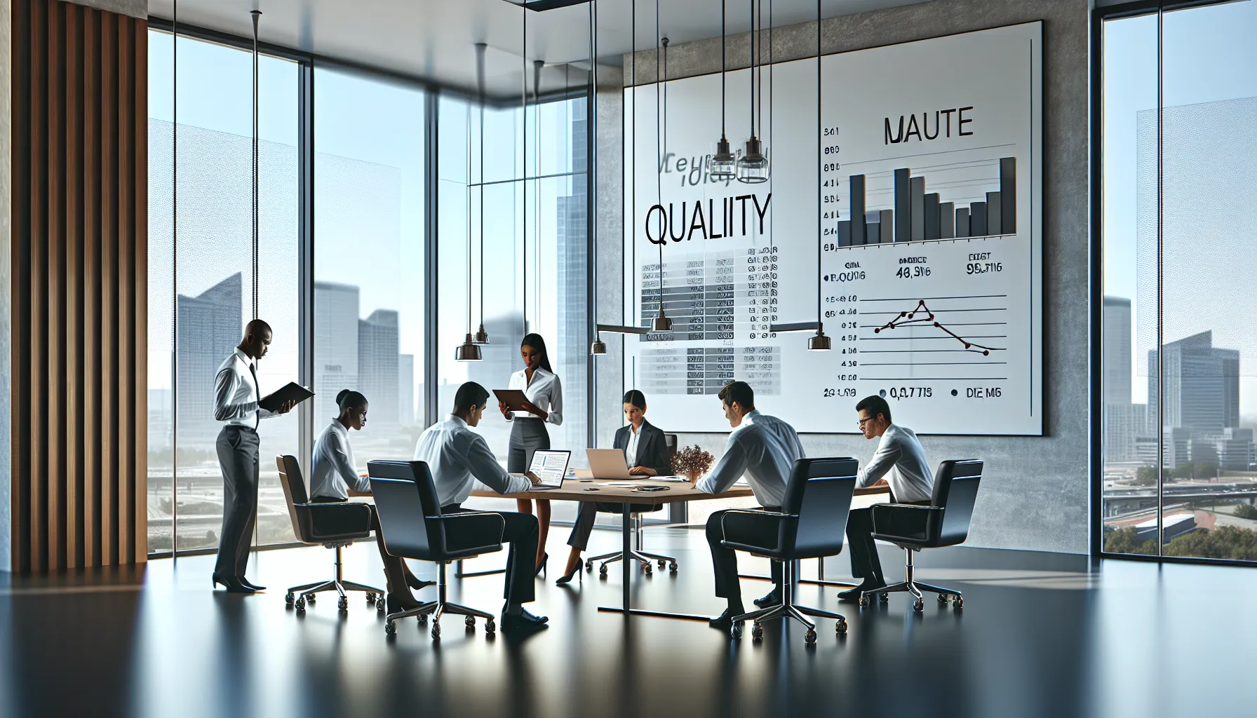 diverse professionals negotiating price per piece in a modern conference room.