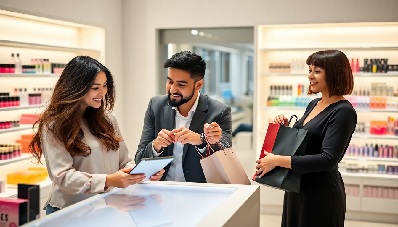 people using a discount code at a beauty store checkout.