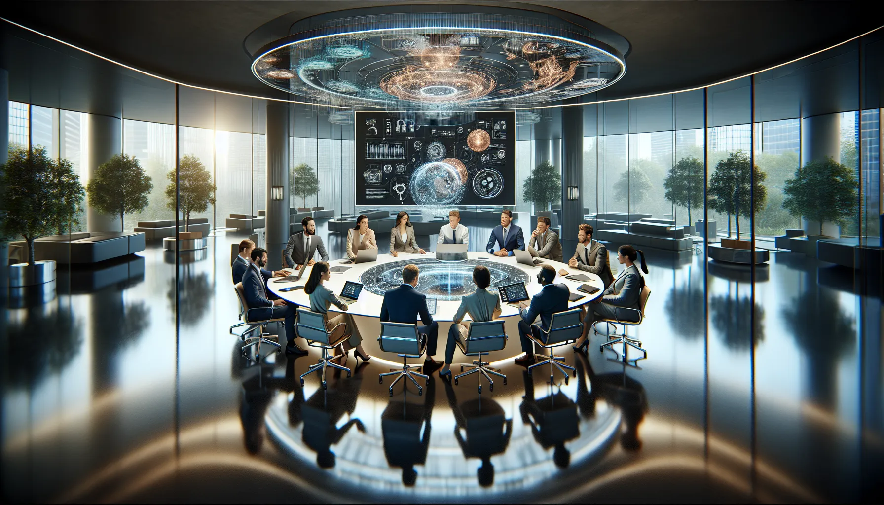 IT team discussing private and public IP addresses in a modern office.