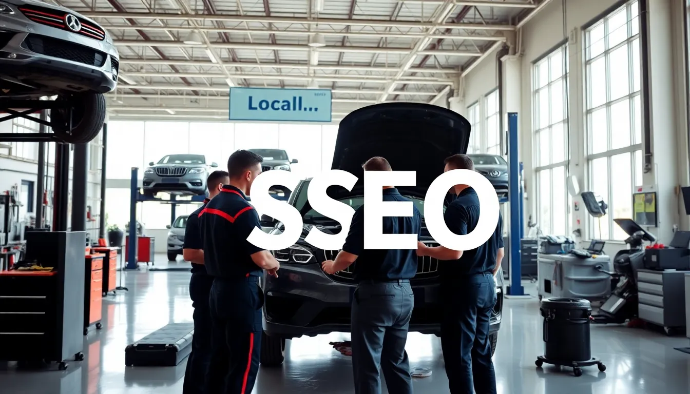 diverse auto repair team working in a modern shop.