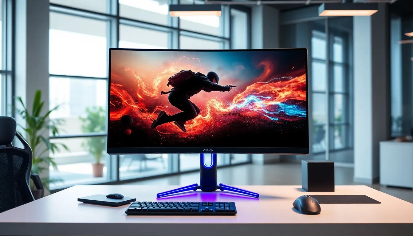 Asus TUF Gaming VG28UQL1A monitor in a modern gaming setup.