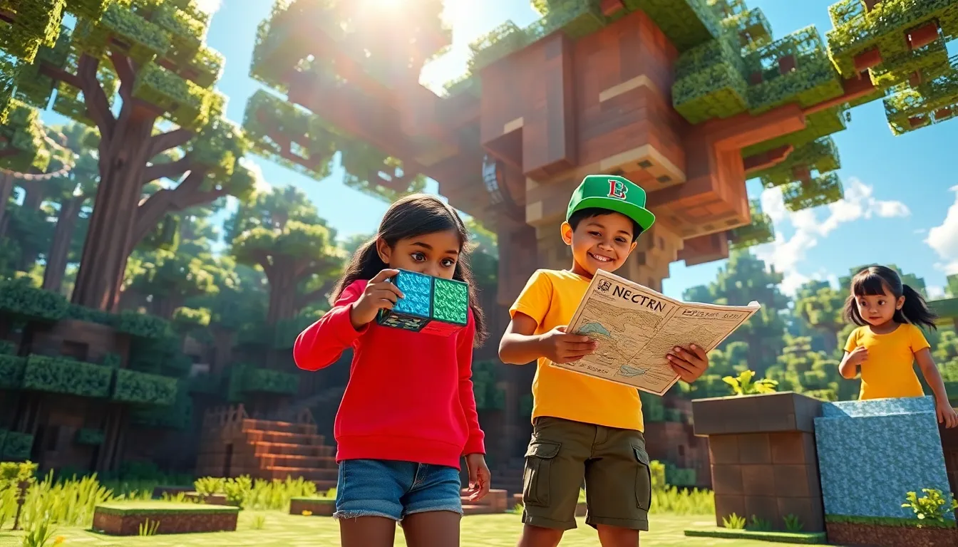 diverse players building in a Minecraft world after the latest update.