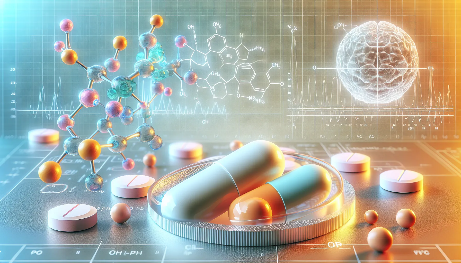 Two medical pills visualizing Adderall and Vyvanse characteristics.