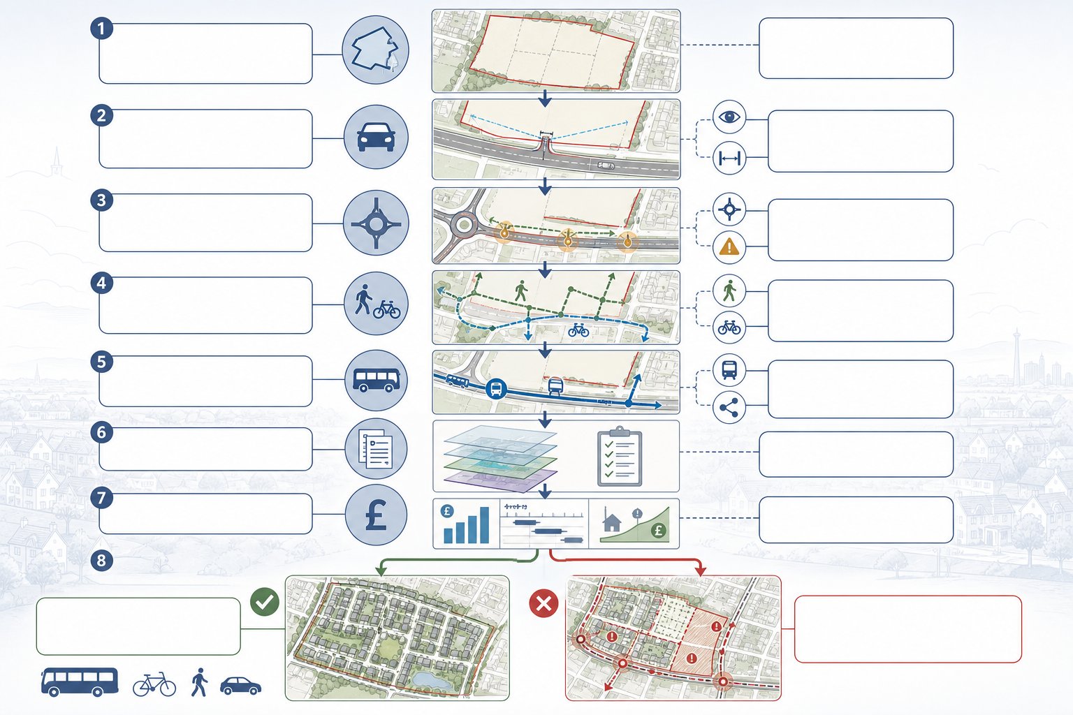 infographic showing early transport advice guiding a UK property development site.