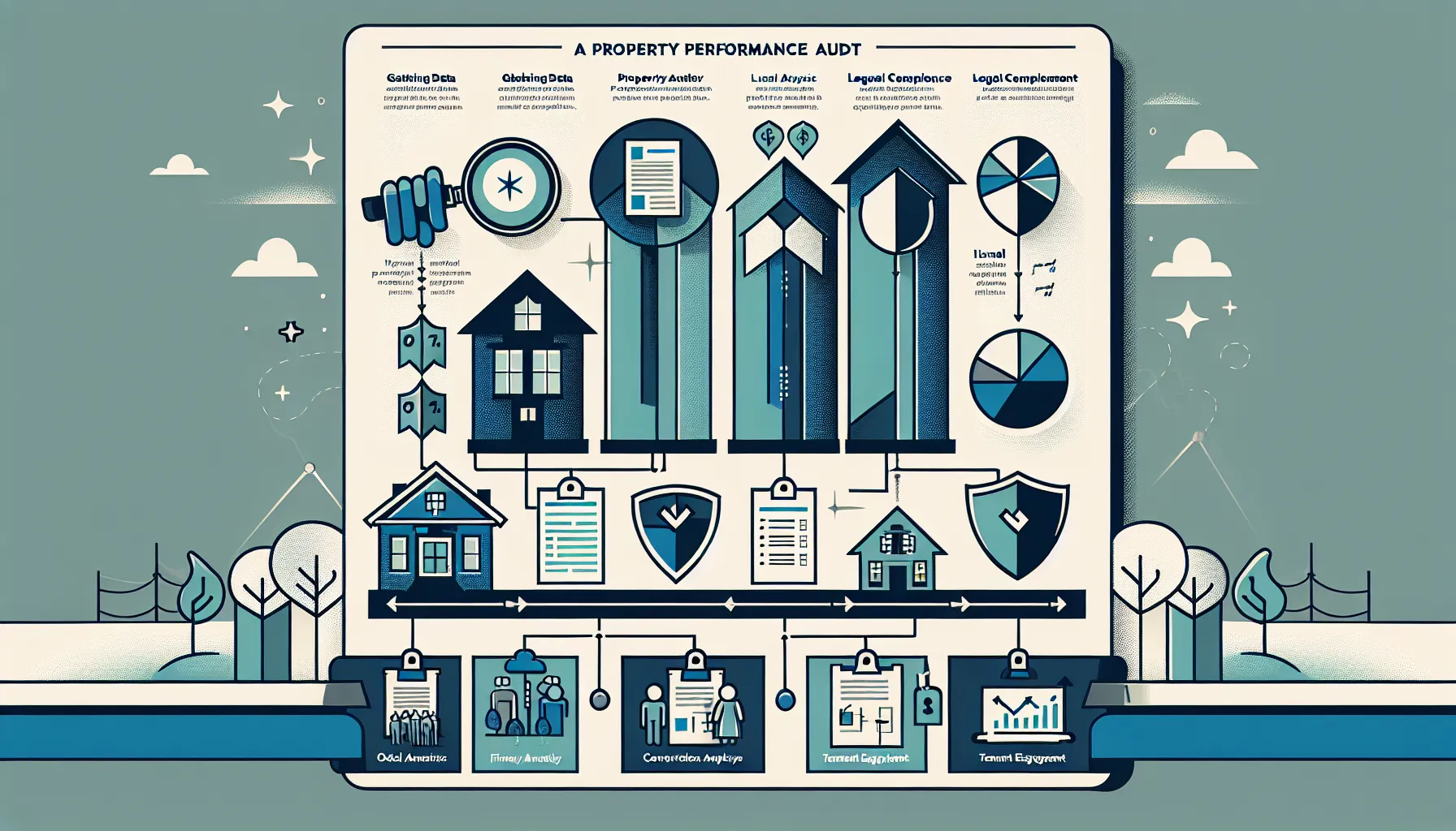 diagram showing six key steps of a property performance audit process