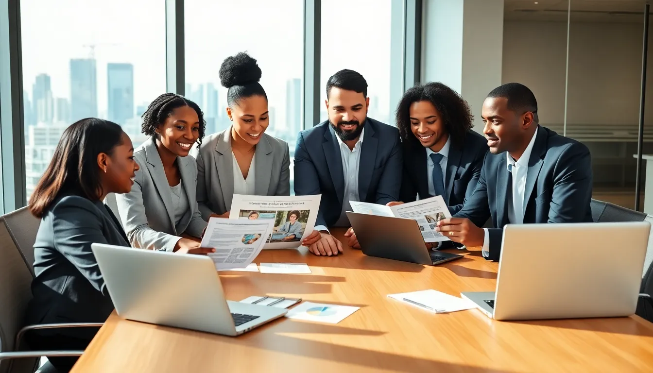 professionals discussing homeowners insurance in a modern office.