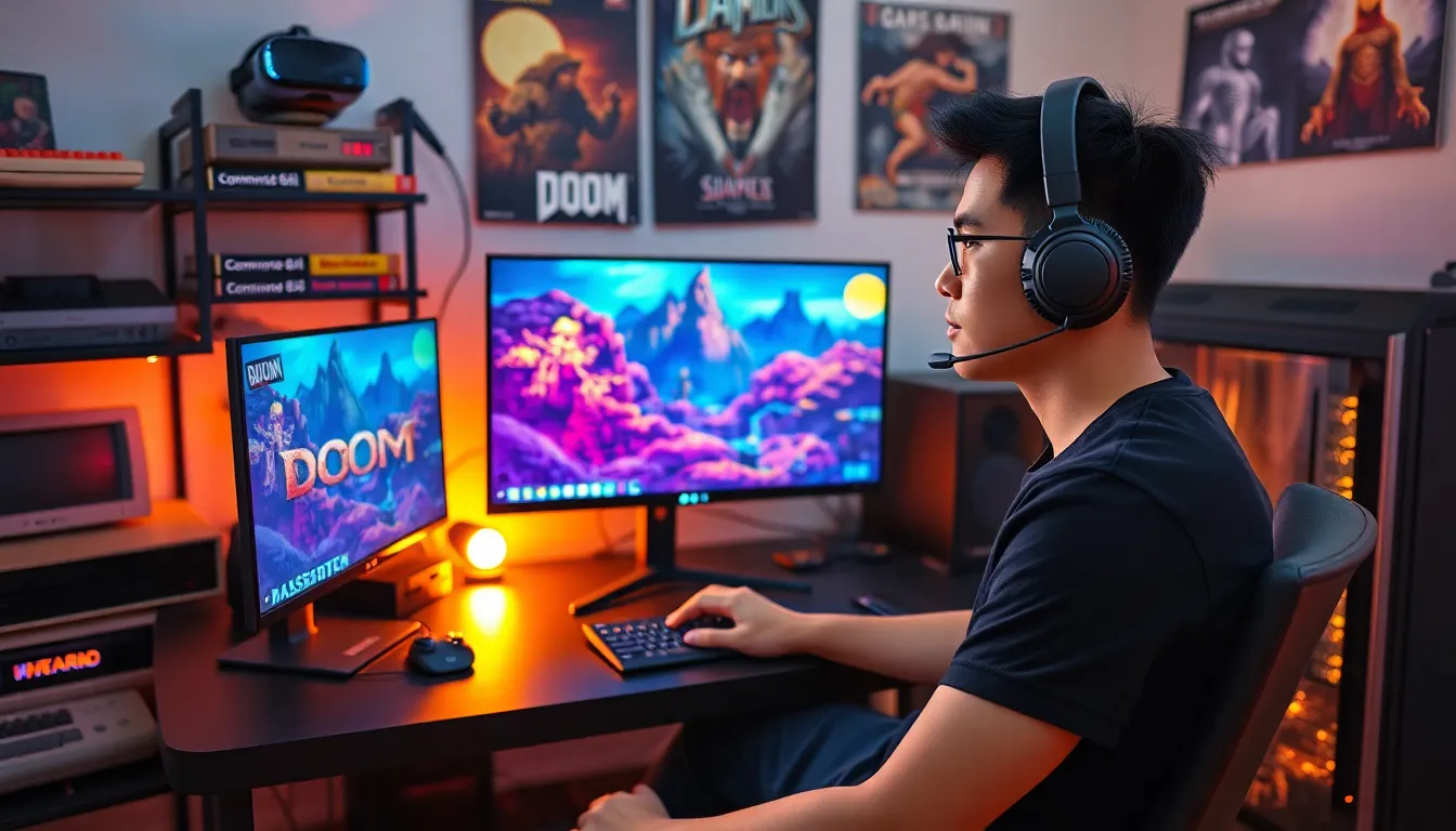 young gamer at a PC gaming setup showcasing gaming evolution.