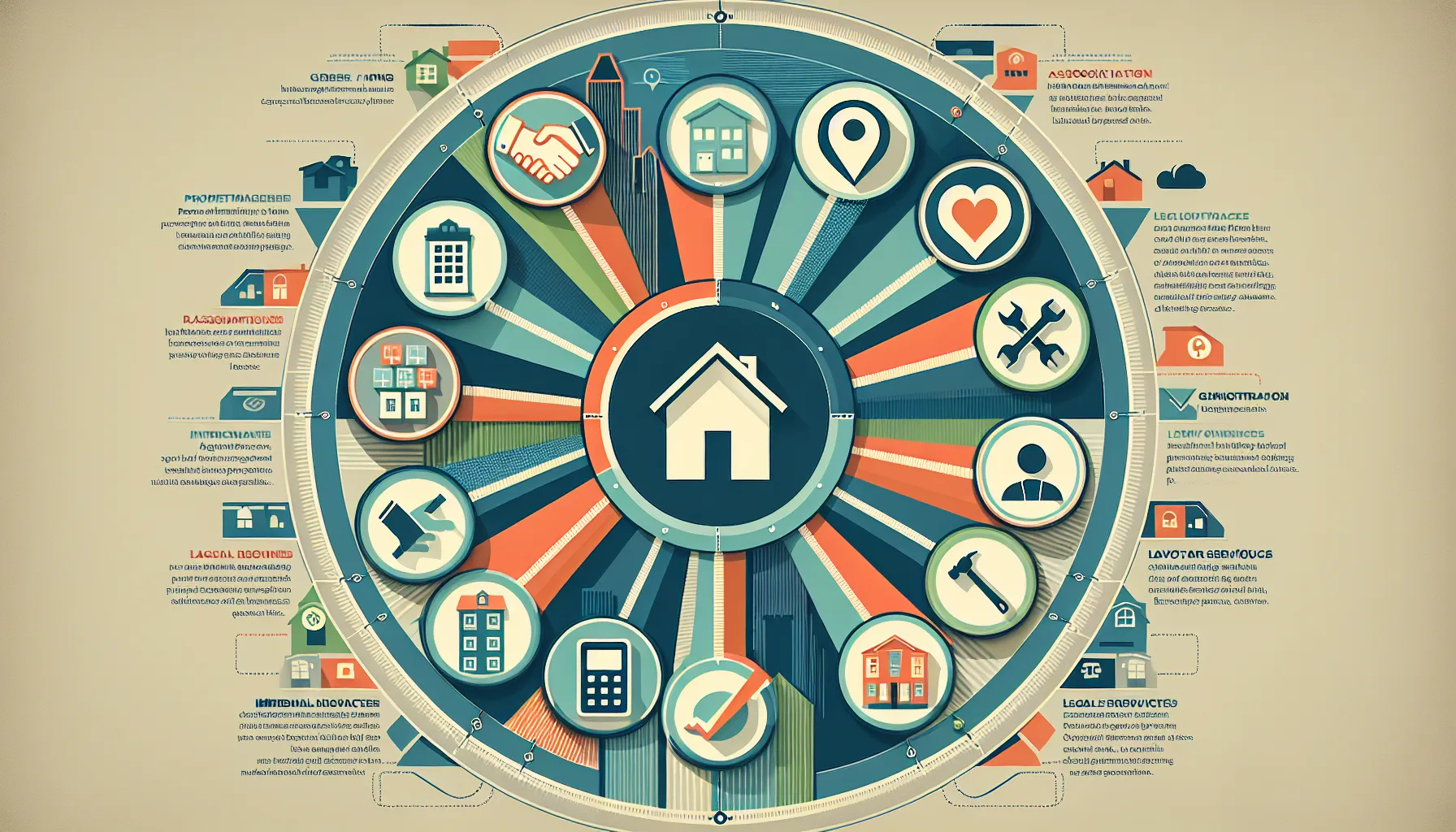 Diagram showing key Danville landlord support resources around a central house icon.