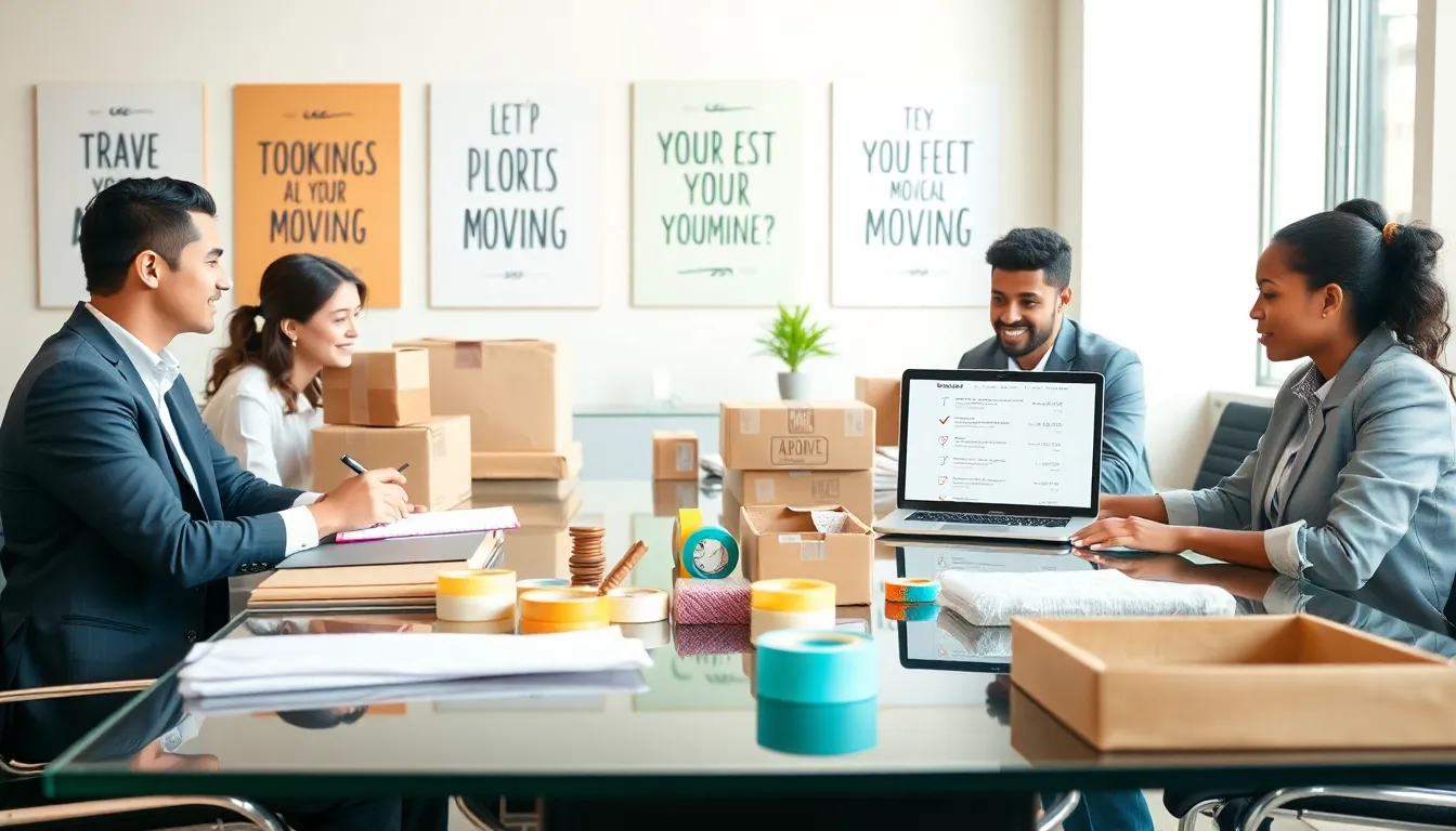diverse team planning a move in a modern office.