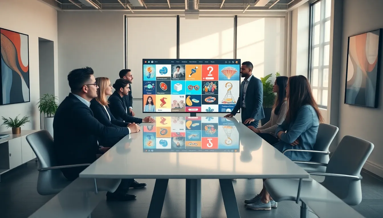 diverse team discussing NFTs in a modern office.