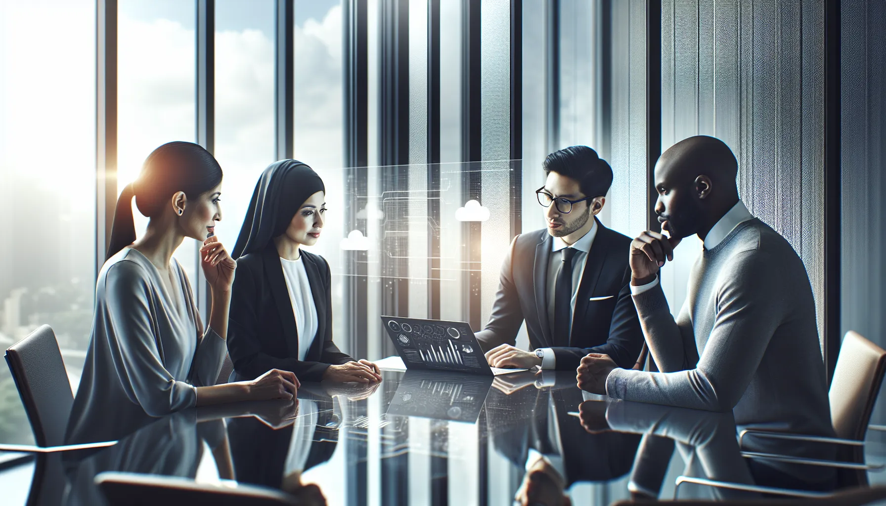 diverse team collaborating in a modern office setting.