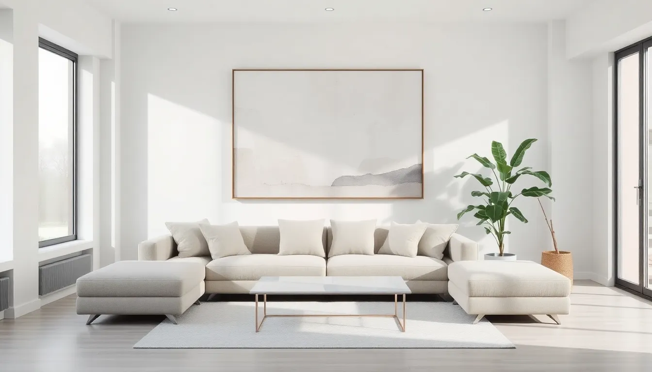 minimalist wall art in a modern living room.