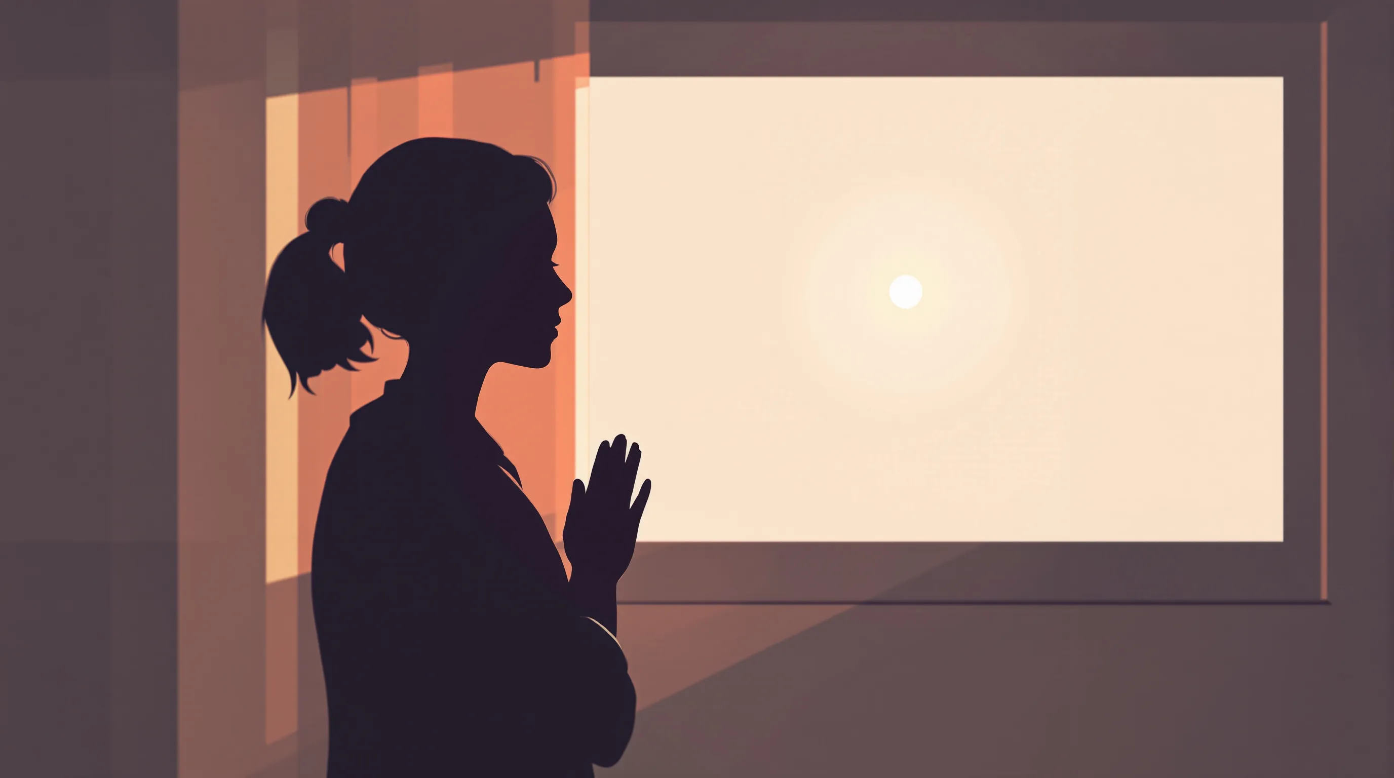 a person in morning prayer by a sunlit window
